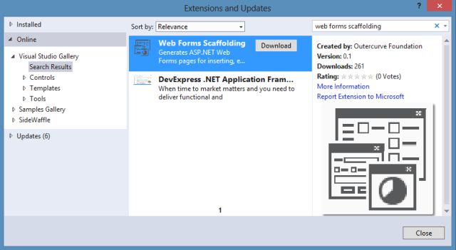 Web Forms Scaffolding